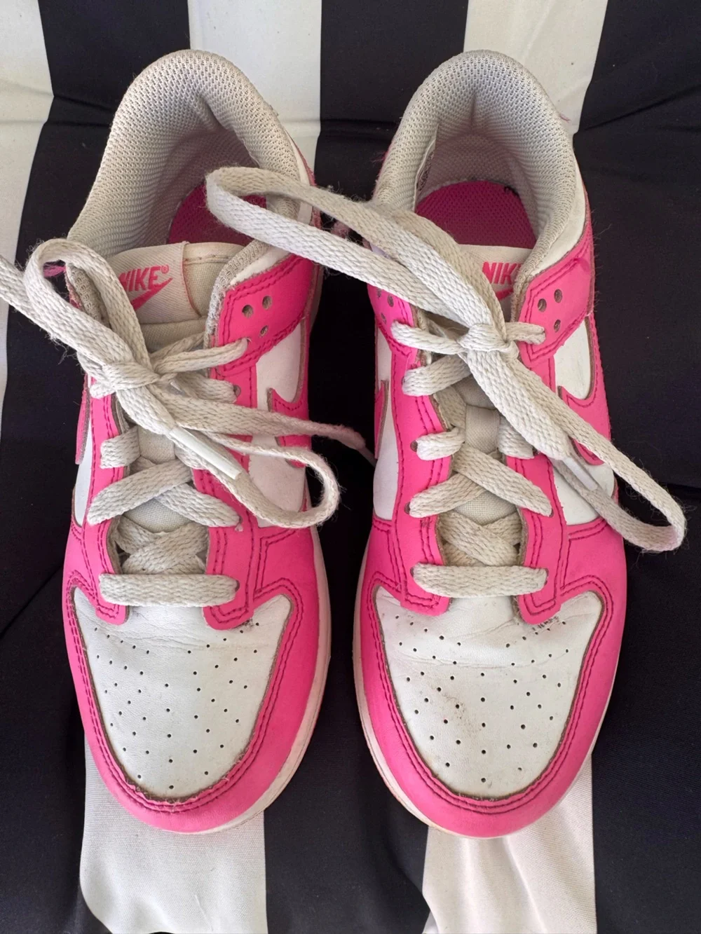 Nike White and Bright Pink Low-Top Sneakers